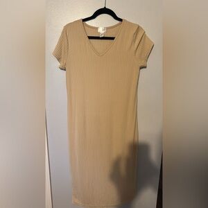 Just Be Tan Ribbed Midi Dress